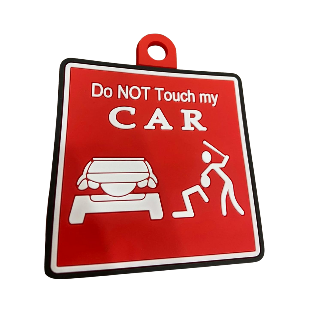 Do Not Touch My Car Warning Sign with Suction Cup, Red and White, 10 x 9 cm, Silicon Material (Easy to Apply and Remove)