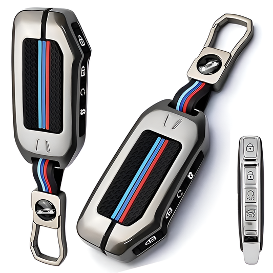 Premium Car key Cover, Kia Seltos, Sonet, Carens Smart Key Cover, for 4-Button Remote, Water-Resistant, 360° Protection