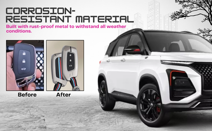 Metal Car Key Cover Compatible for MG Hector | Windsor EV 3 Button Smart Key