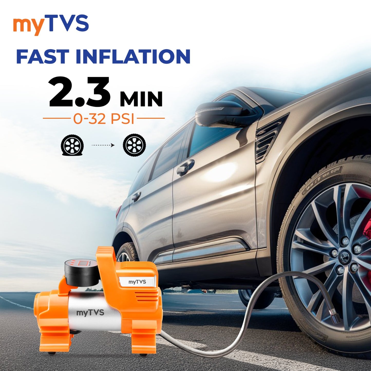 myTVS Digital Heavy Duty Car Tyre Inflator