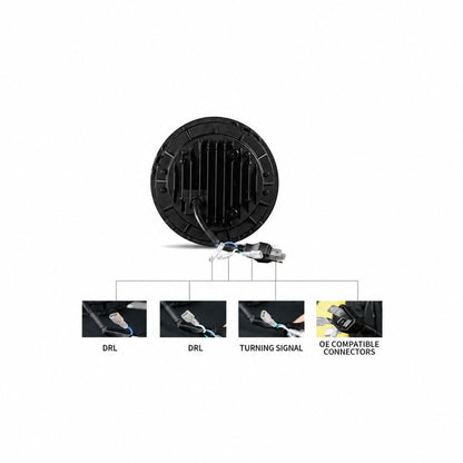 Mahindra Thar 2020+ 7 Inch 140W Minus Design LED Headlight with DRL & Turn Signal | 6000K | Plug n Play | Set of 2 