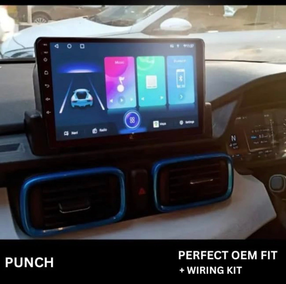 Android Frame 9 inch | Suitable for Tata Punch – Premium ABS | Scratch & Heat Resistant | Plug & Play Wiring