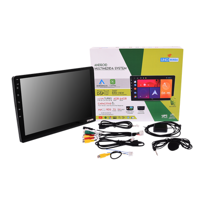 UNO Minda  | 10-Inch Android Multimedia Player | 4GB RAM, 64GB ROM | Wireless Apple CarPlay & Android Auto | 360° Camera Controller | Universal Fit