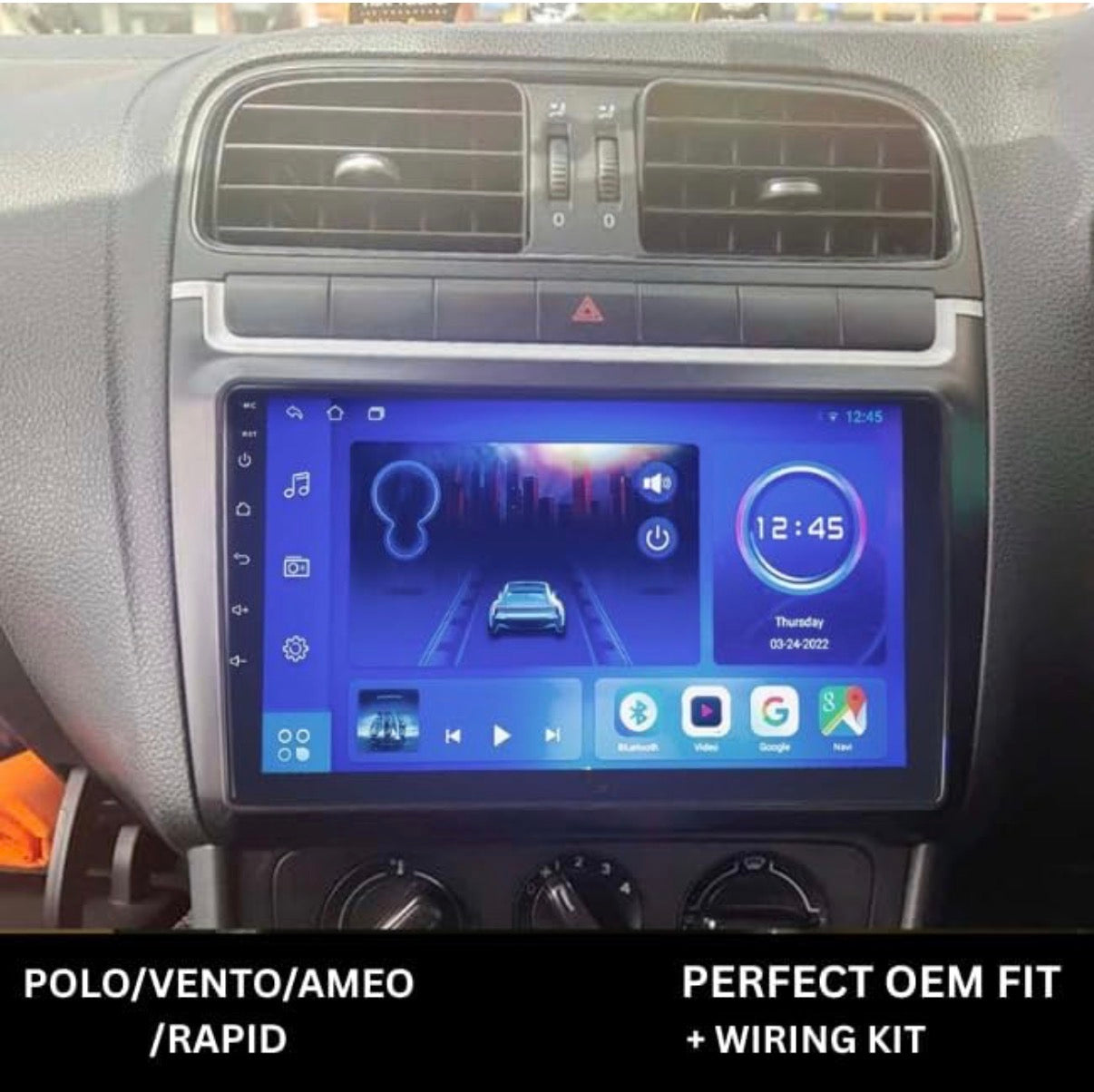 Android Frame 9 Inch | Compatible with Volkswagen Polo | Plug & Play Wiring Harness | Premium ABS | Scratch & Heat Resistant