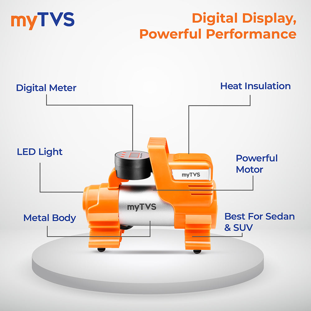 myTVS Digital Heavy Duty Car Tyre Inflator