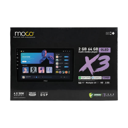 MOCO X3 Android Stereo | 2GB RAM + 64GB Storage | Wireless Apple CarPlay & Android Auto | 9-Inch HD Touchscreen