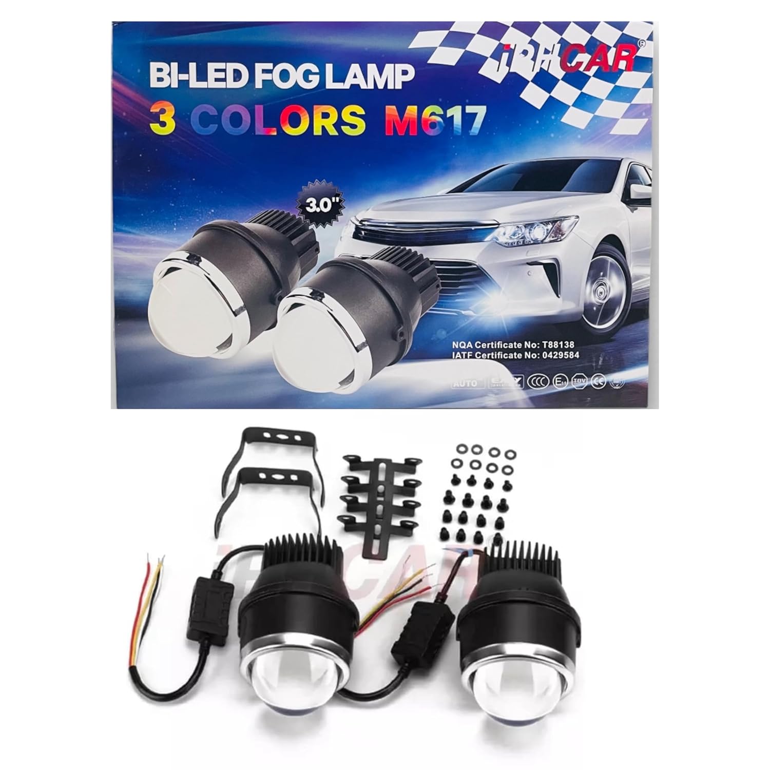 3-Inch IPHPro Led Fog Lamp 3 Colour M617 Projector | Super Bright Output For Car Bumpers