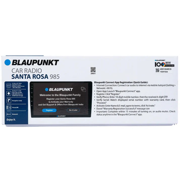 Blaupunkt Santa Rosa 985 10.33" Android Car Stereo | 4GB RAM + 64GB Storage | Wireless Apple CarPlay & Android Auto | DSP | 360° Camera Support
