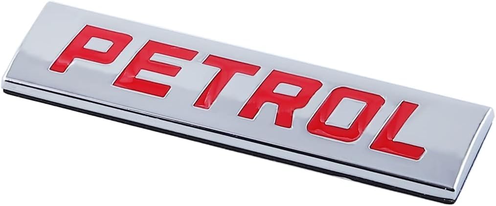 NH ONE™ PETROL Car Emblem Badge, 3D Metal Letters, Metal Monogram - Red & Chrome Finish