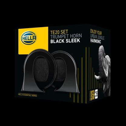 HELLA 011225831 Black 12V BX Trumpet Horn Kit(Universal Fit)