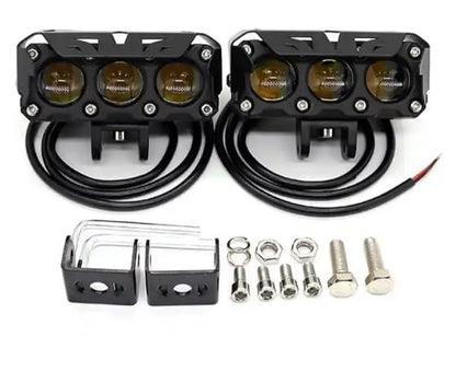 Universal High-Intensity 3-Lens LED Fog Lamp – Auxiliary Projector Off-Roading Car/Bike Light (12V, Universal Fit)