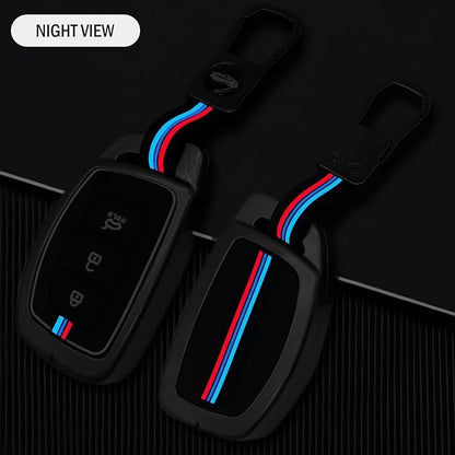 Premium Zinc Alloy Key Cover with Silicone Shell for Kia Seltos | Sonet 2023-2024 | Carens | 3-Button Remote Key