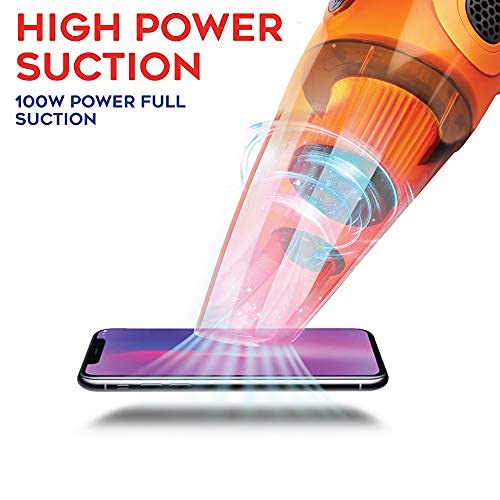 myTVS High-Power Car Vacuum Cleaner | 100W Powerful Suction | 12V DC Portable Handheld Vacuum | Wet & Dry Cleaning | Washable HEPA Filter | Multiple Accessories for Deep Cleaning