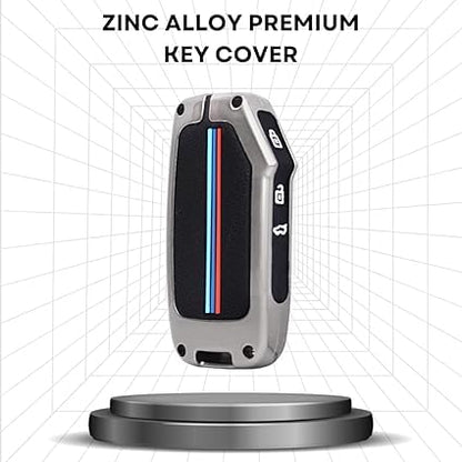 Premium Zinc Alloy Key Cover with Silicone Shell for Kia Seltos | Sonet 2023-2024 | Carens | 3-Button Remote Key