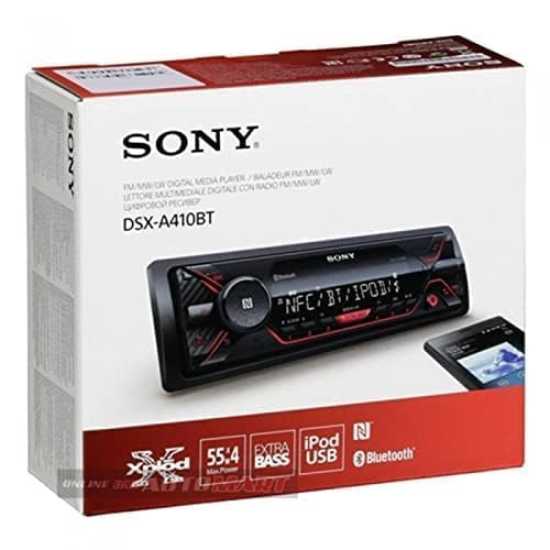 Sony DSX-A410BT – Single-DIN Digital Media Receiver | NFC, Dual-Bluetooth, USB, AUX & FM | 4×55 W Output | 10-Band EQ