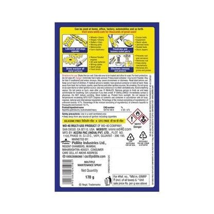 WD-40, Multipurpose Spray, Cleans Bike Chains, Squeak Noise Remover, Stain Remover, and Cleaning Agent, 170g