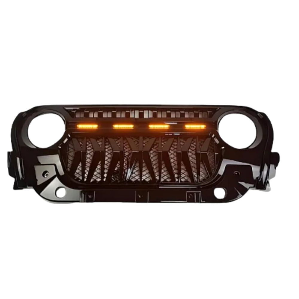 Mahindra Thar 2020+ 4 LED Front Grill | Angry Bird Style | ABS Plastic | Glossy Black Finish | Custom Fit | No Alteration Needed | 1 Month Warranty