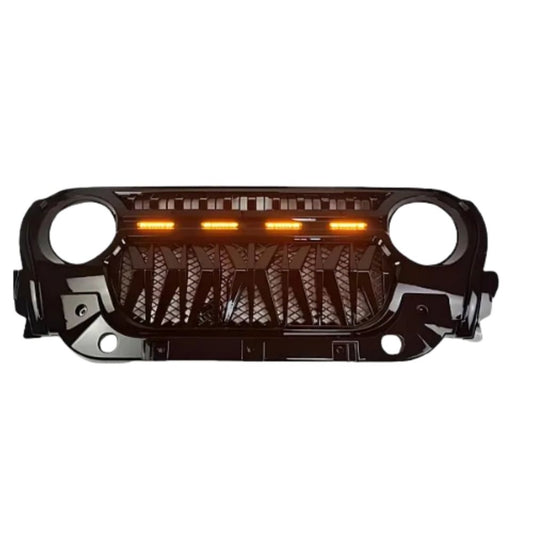 Mahindra Thar 2020+ 4 LED Front Grill | Angry Bird Style | ABS Plastic | Glossy Black Finish | Custom Fit | No Alteration Needed | 1 Month Warranty