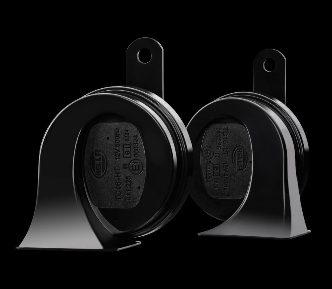 HELLA 011225831 Black 12V BX Trumpet Horn Kit(Universal Fit)