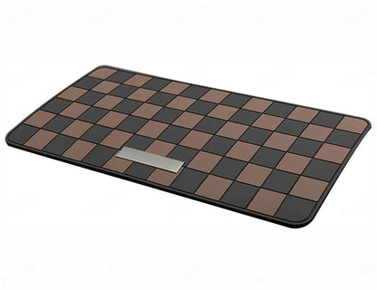 Car Dashboard Non-Slip Mat, Checkered Pattern, Black and Brown