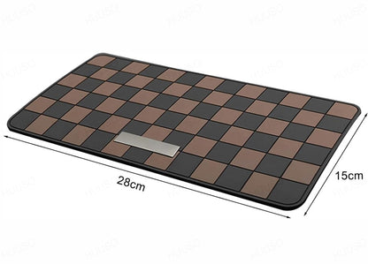 Car Dashboard Non-Slip Mat, Checkered Pattern, Black and Brown