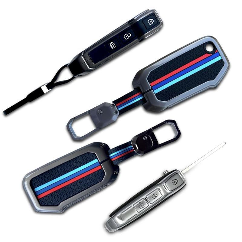 Premium Zinc Alloy Key Cover with Silicone Shell for Kia Seltos | Sonet 2023-2024 | Carens | 3-Button Remote Key