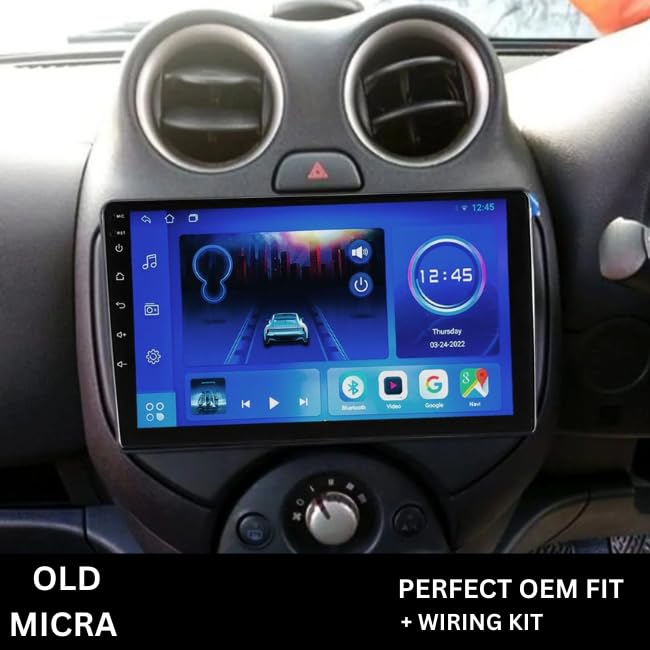 Android Frame – 9 Inch | Compatible with Nissan Micra (Old Model) | Black | Premium ABS | Scratch Resistant | Plug & Play Wiring