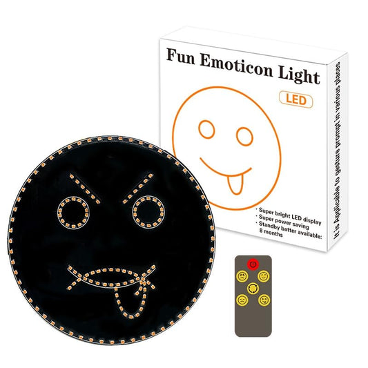 Fun Emoticon LED Light with Remote Control, Car Funny Emoji Light Rear Windows, Super Bright Display, 8 Months Battery Life
