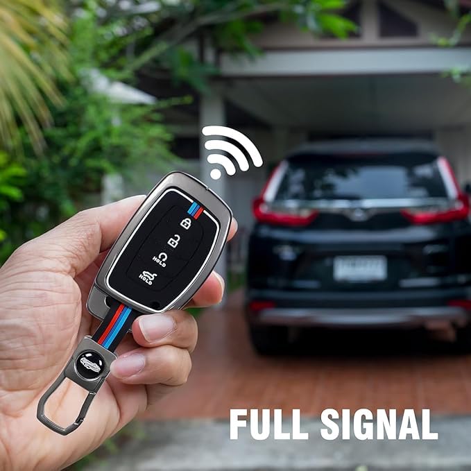 Metal Silicon Smart Key Cover for Hyundai, 3-Button, Compatible with i20, Creta, Venue, Tucson, Alcazar, Verna, Xcent, Aura, Elantra | Glow in Low-Light