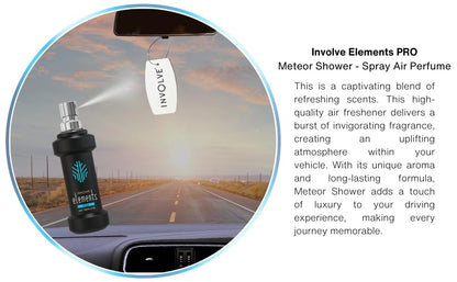 Involve your senses Elements Pro- Meteor Shower - 30 Ml| Refreshing Car Perfume Spray With Hanging Card|200 + Sprays | car perfumes and fresheners