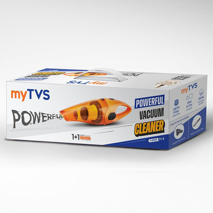 myTVS High-Power Car Vacuum Cleaner | 100W Powerful Suction | 12V DC Portable Handheld Vacuum | Wet & Dry Cleaning | Washable HEPA Filter | Multiple Accessories for Deep Cleaning