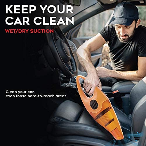 myTVS High-Power Car Vacuum Cleaner | 100W Powerful Suction | 12V DC Portable Handheld Vacuum | Wet & Dry Cleaning | Washable HEPA Filter | Multiple Accessories for Deep Cleaning