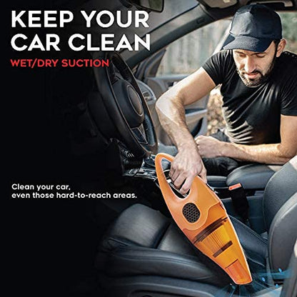 myTVS High-Power Car Vacuum Cleaner | 100W Powerful Suction | 12V DC Portable Handheld Vacuum | Wet & Dry Cleaning | Washable HEPA Filter | Multiple Accessories for Deep Cleaning