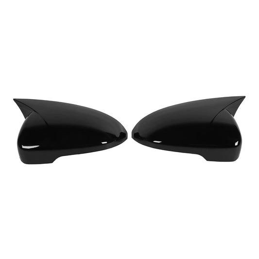 Batman Style Car Mirror Cover | Compatible with Volkswagen Virtus, Taigun, Skoda Slavia & Kushaq | Gloss Black | Set of 2
