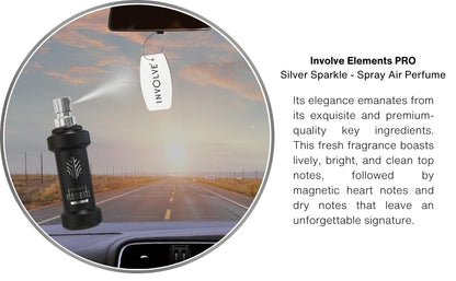 Involve your senses Elements Pro - Silver Sparkle - 30 ml - Premium Spray Air Perfume Spray With Hanging Card |200 + Sprays | car perfumes and fresheners