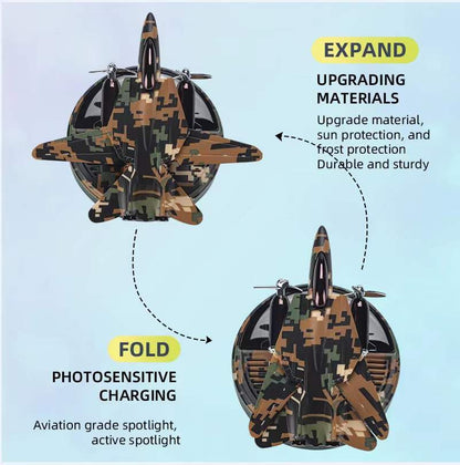 Solar Car Air Freshener, Fighter Jet Design, Camouflage Pattern, Aluminium Alloy Construction, Natural Fragrance Diffuser | Runs without battery