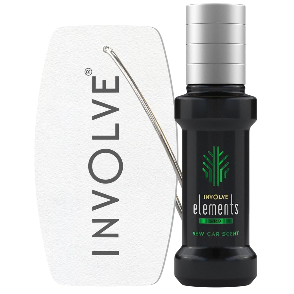 Involve your senses Elements Pro-New Car Scent - 30 ml | Strong Leather Car Scent Spray With Hanging Card|200 + Sprays | car perfumes and fresheners