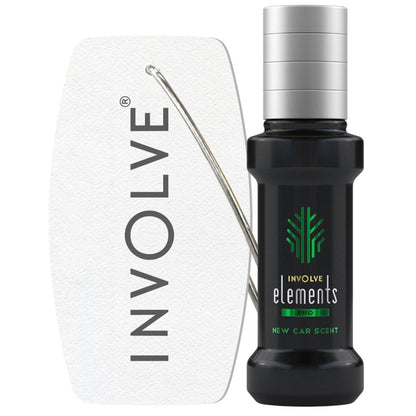 Involve your senses Elements Pro-New Car Scent - 30 ml | Strong Leather Car Scent Spray With Hanging Card|200 + Sprays | car perfumes and fresheners