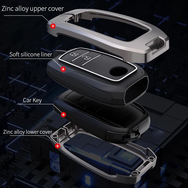 Premium Metal Key Cover with Keychain for Toyota Innova | Fortuner | Land Cruiser | Suzuki Invicto | Hilux| Zinc Alloy Case with Full Protection