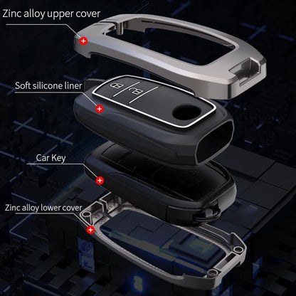 Premium Metal Key Cover with Keychain for Toyota Innova | Fortuner | Land Cruiser | Suzuki Invicto | Hilux| Zinc Alloy Case with Full Protection