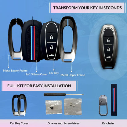 Premium Metal Car Key Cover for Maruti Suzuki Ciaz | Vitara Brezza | Swift | Ignis | Baleno | Scross | 3 Buttons Smart Key