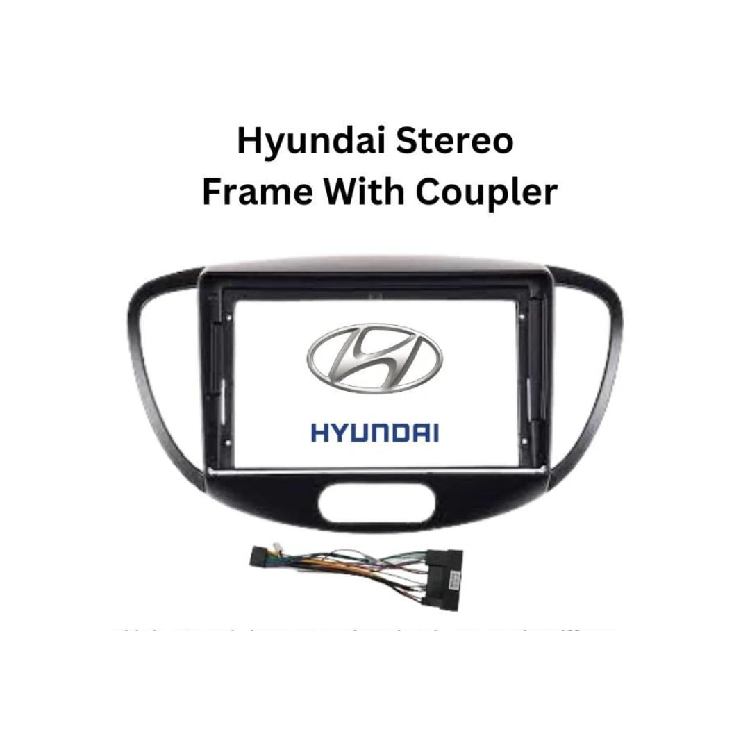 Android Frame 9 inch (Suitable for Hyundai i10 2008 to 2014) 2 Din Car Dashboard Radio Fascia Dash Car Stereo Frame with Wiring