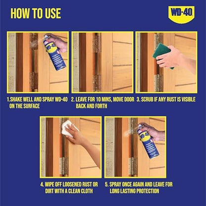 WD-40, Multipurpose Spray, Cleans Bike Chains, Squeak Noise Remover, Stain Remover, and Cleaning Agent, 170g