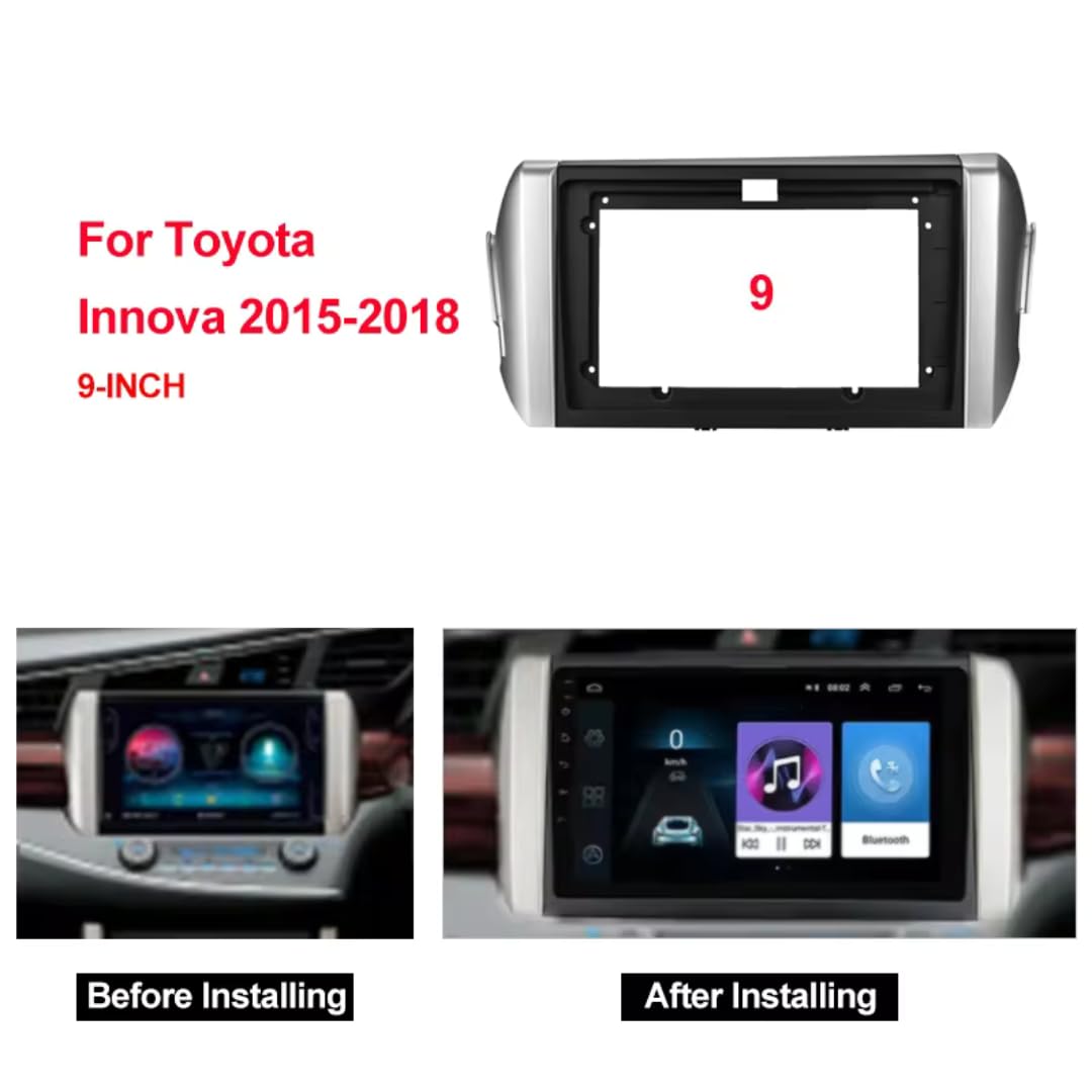 Android Frame 9 inch (Suitable for Base Model Toyota Innova Crysta 2016) Toyota Car Stereo Frame with Wiring