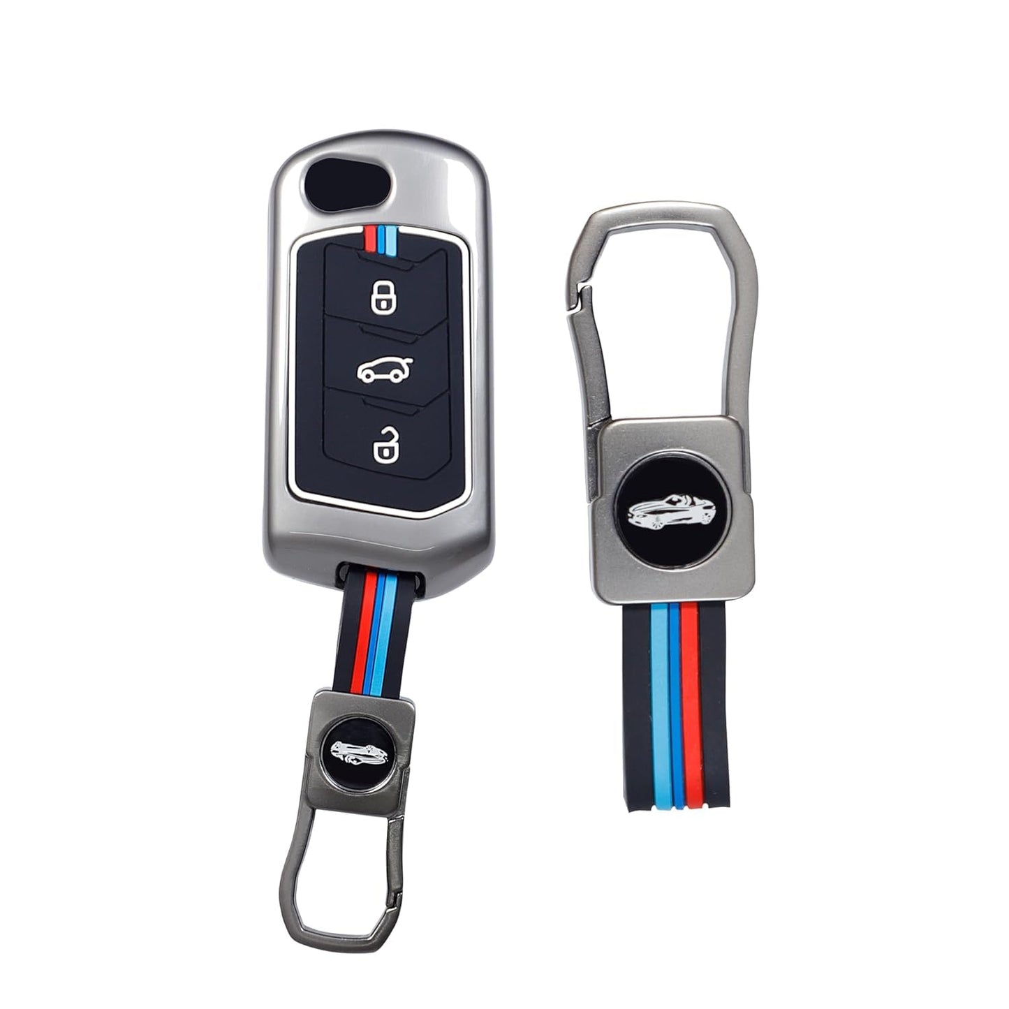 Metal Key Cover Compatible with Mahindra Scorpio, Marazzo | XUV 300, XUV 700 | XUV 400 EV | Bolero | Thar | TUV 3 Button Flip Key