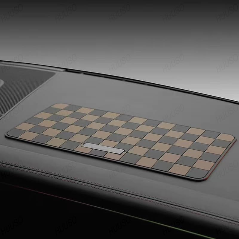 Car Dashboard Non-Slip Mat, Checkered Pattern, Black and Brown