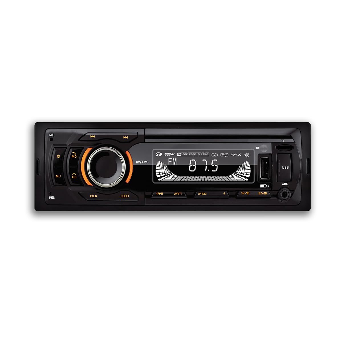 myTVS Universal Single DIN MP3 Media Player for All Cars | Car Music Player with Bluetooth| Car Stereo System (Music & Charging), AUX in, FM, Hands Free Calling & Remote Control