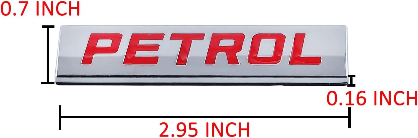 NH ONE™ PETROL Car Emblem Badge, 3D Metal Letters, Metal Monogram - Red & Chrome Finish