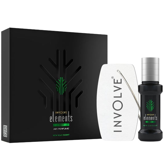 Involve your senses Elements Pro-New Car Scent - 30 ml | Strong Leather Car Scent Spray With Hanging Card|200 + Sprays | car perfumes and fresheners