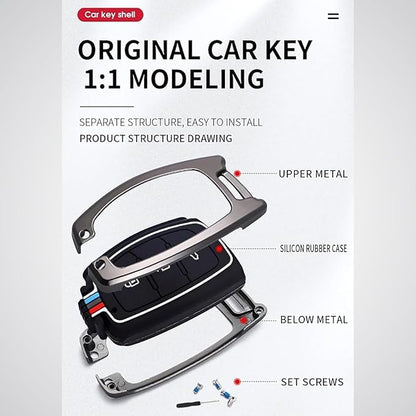 Metal Silicon Smart Key Cover for Hyundai, 3-Button, Compatible with i20, Creta, Venue, Tucson, Alcazar, Verna, Xcent, Aura, Elantra | Glow in Low-Light